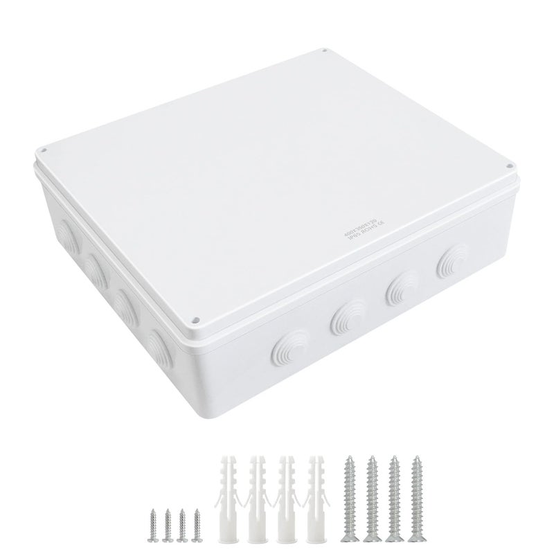 LeMotech ABS Plastic Dustproof Waterproof IP65 Junction Box Universal Electrical Project Enclosure White 15.7 x 13.8 x 4.7 inch (400 x 350 x 120 mm) - Image 1